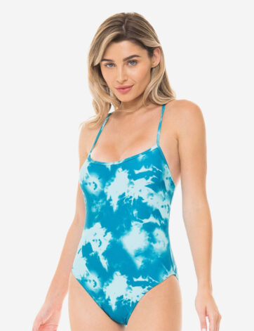 Shape Teal Tie Dye Scoop Neck Beautiful Swimsuit
